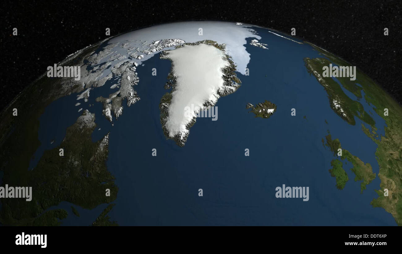 Dati della NASA rivela Mega-Canyon sotto la Groenlandia lastra di ghiaccio Foto Stock