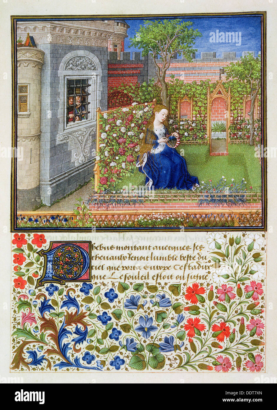 Emilia nel suo giardino, 1468. Artista: sconosciuto Foto Stock