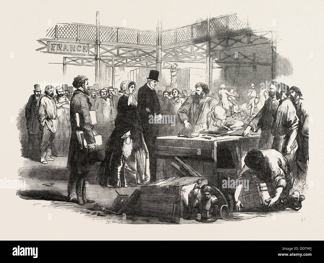 Visita di Sua Grazia il Duca di Wellington al grande edificio delle esposizioni, il Crystal Palace, Hyde Park, Londra, Regno Unito, 1851 Foto Stock