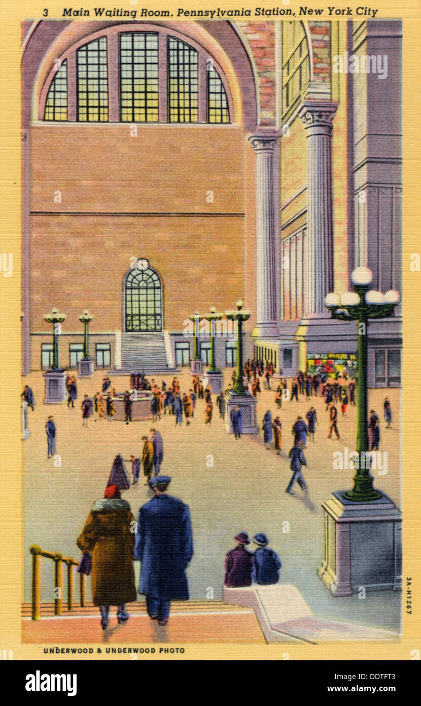 Principale sala di attesa, Pennsylvania Station, la città di New York, New York, USA, 1933. Artista: sconosciuto Foto Stock