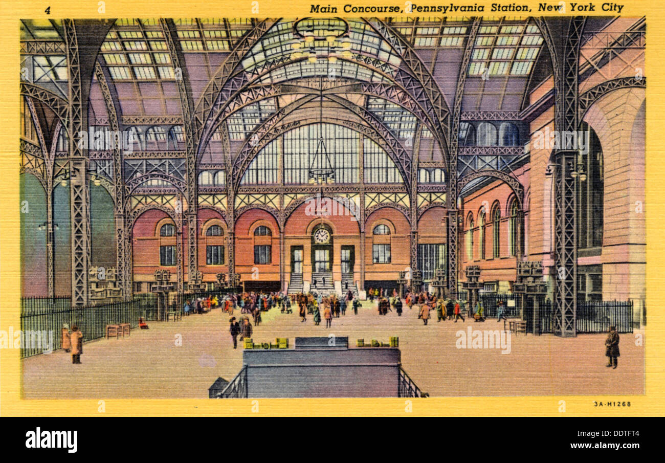 Atrio principale, Pennsylvania Station, la città di New York, New York, USA, 1933. Artista: sconosciuto Foto Stock
