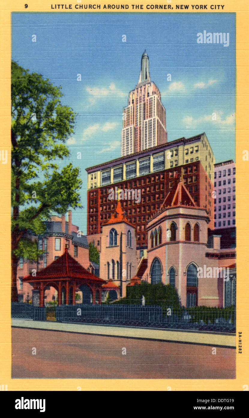 Chiesetta dietro l'angolo, la città di New York, New York, USA, 1933. Artista: sconosciuto Foto Stock