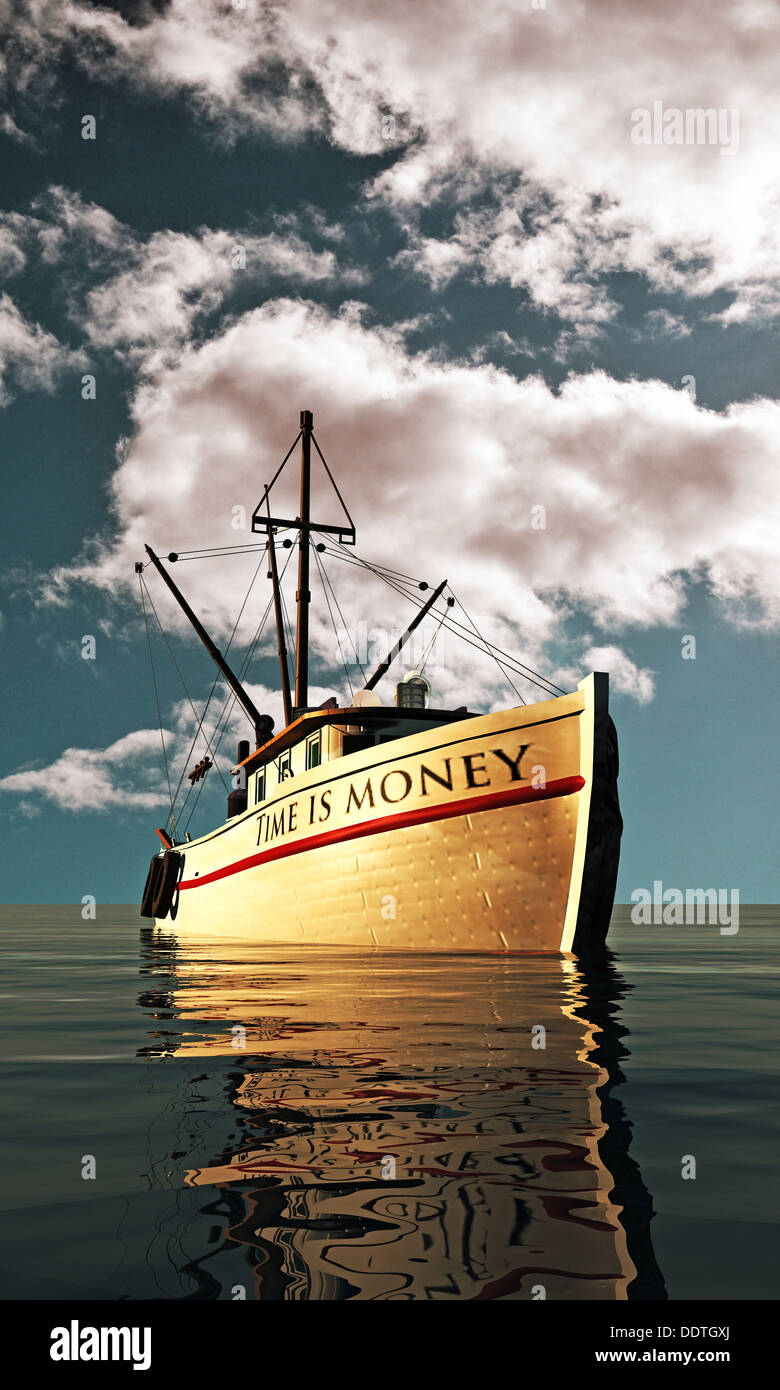 Barca da pesca in mare Foto Stock