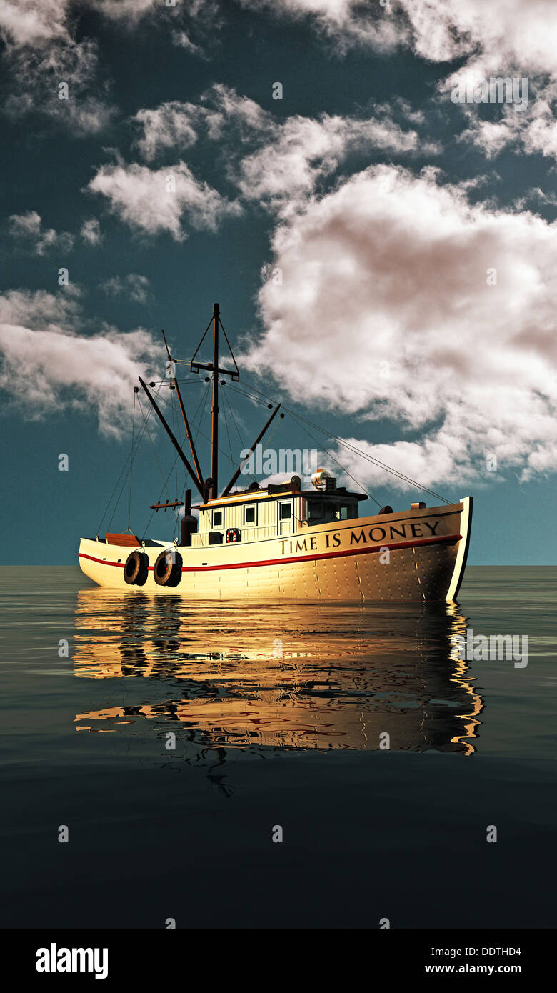 Barca da pesca in mare Foto Stock