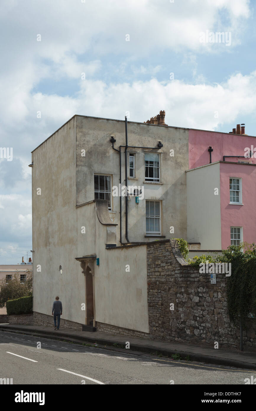 Retro del Regency fine terrazza casa in Kingsdown, Bristol. Foto Stock