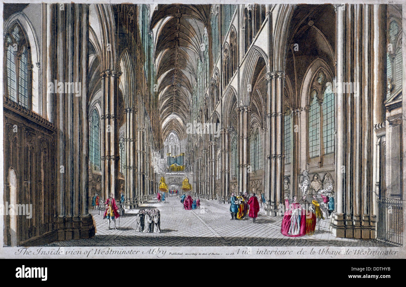 Interno della Abbazia di Westminster, Londra, 1753. Artista: Anon Foto Stock