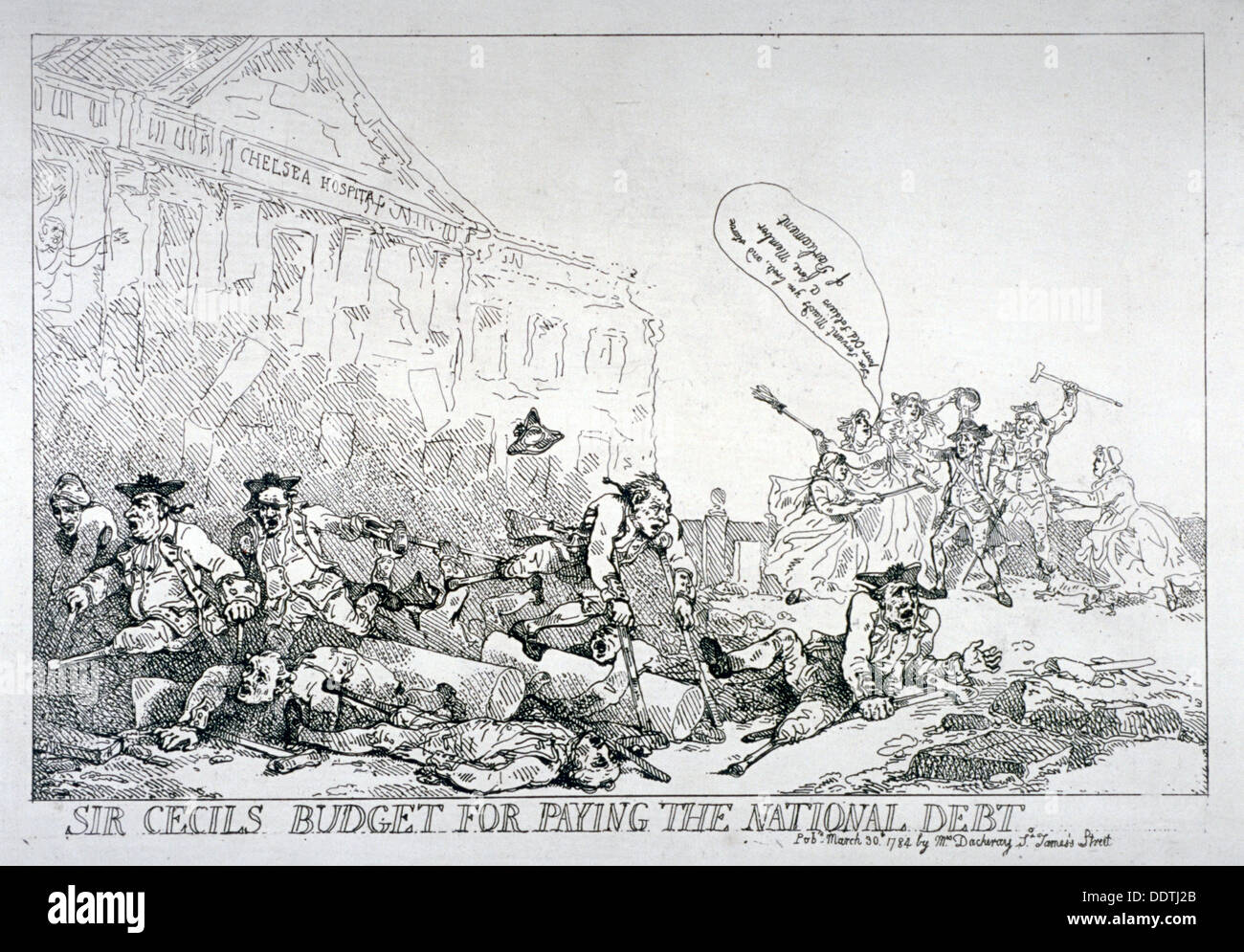 'Sir Cecils bilancio per pagare il debito nazionale', 1874. Artista: Thomas Rowlandson Foto Stock