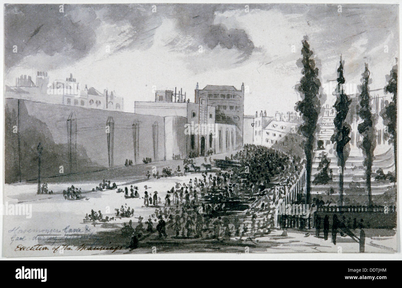 Hosemonger Lane e carcere, Southwark, Londra, 1849. Artista: Anon Foto Stock