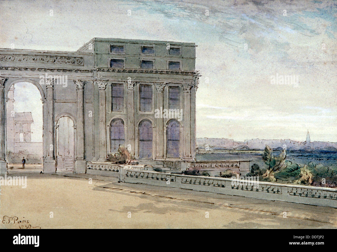 Vista della terrazza di Chester, Regent's Park, Londra, 1830. Artista: Edmund Thomas Parris Foto Stock