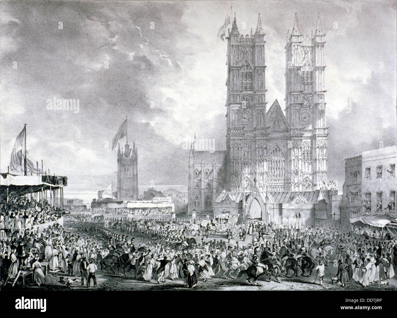 L'Abbazia di Westminster, Londra, 1837. Artista: Anon Foto Stock