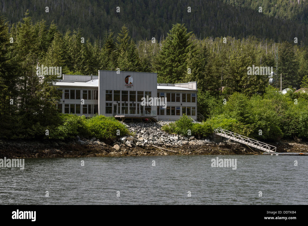 Spirito Bear Lodge, Klemtu, truffa Isola, British Columbia Foto Stock