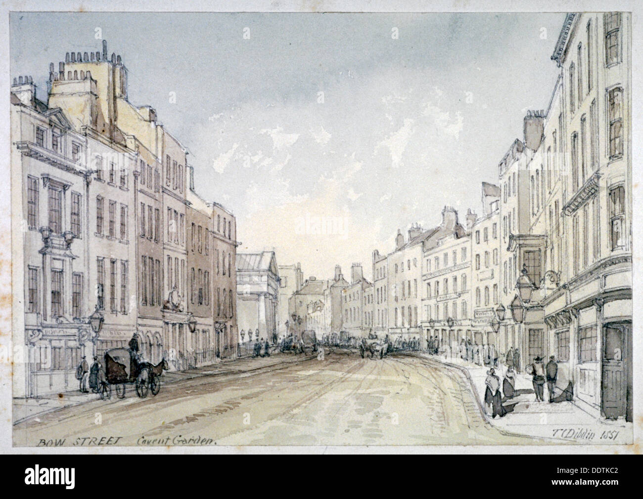 Bow Street, Westminster, Londra, 1851. Artista: Thomas Colman Dibdin Foto Stock