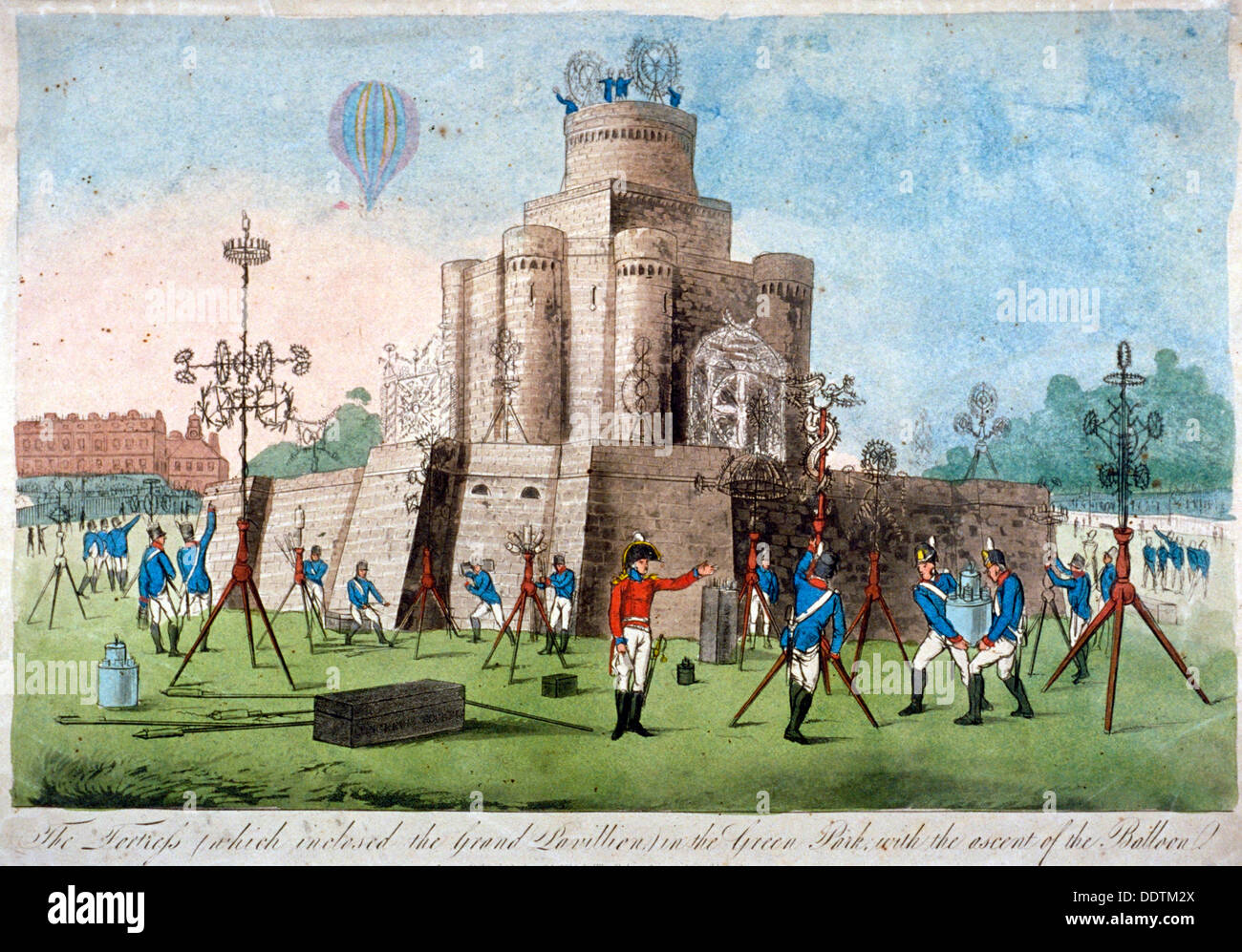 Fortezza nel Green Park, Westminster, Londra, 1814. Artista: Anon Foto Stock