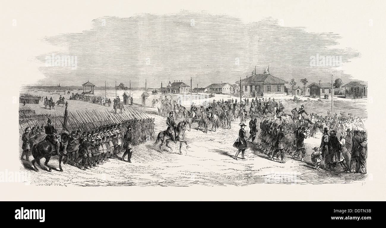 IMPERIAL SEDE PRESSO IL CAMP A CHALONS, situato a circa un miglio dal villaggio di Grand-MOURMELON, 1860 l'incisione Foto Stock