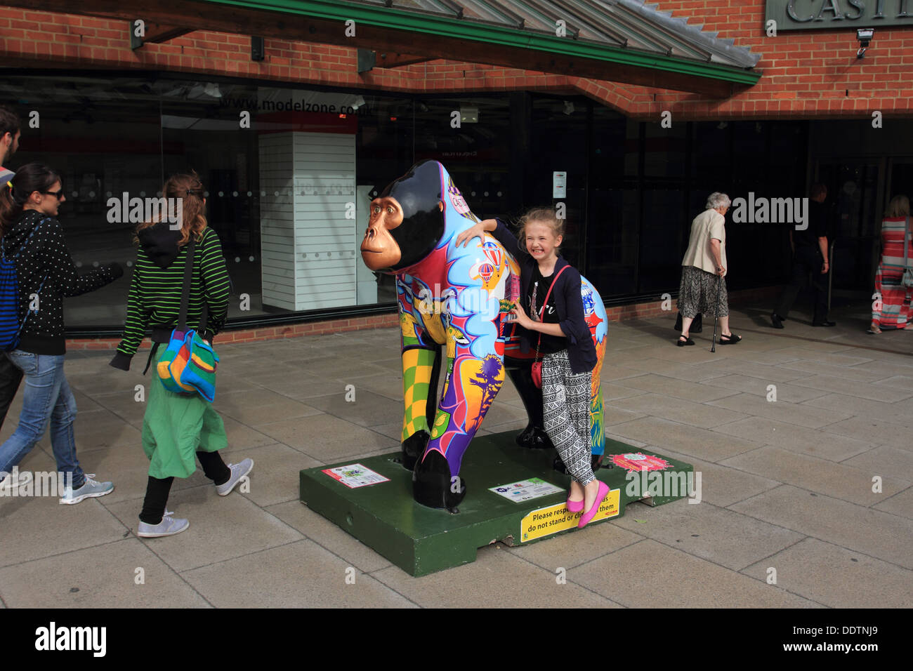 Il GoGoGorillas outdoor art trail, la vita 54 dimensioni e 67 baby gorilla sono in mostra in diverse posizioni attorno a Norwich Foto Stock