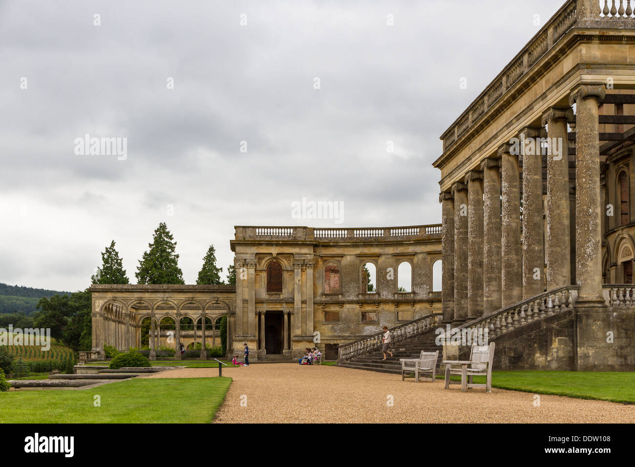Le rovine di Witley Court Mansion e giardini in Worcestershire, Inghilterra. Foto Stock