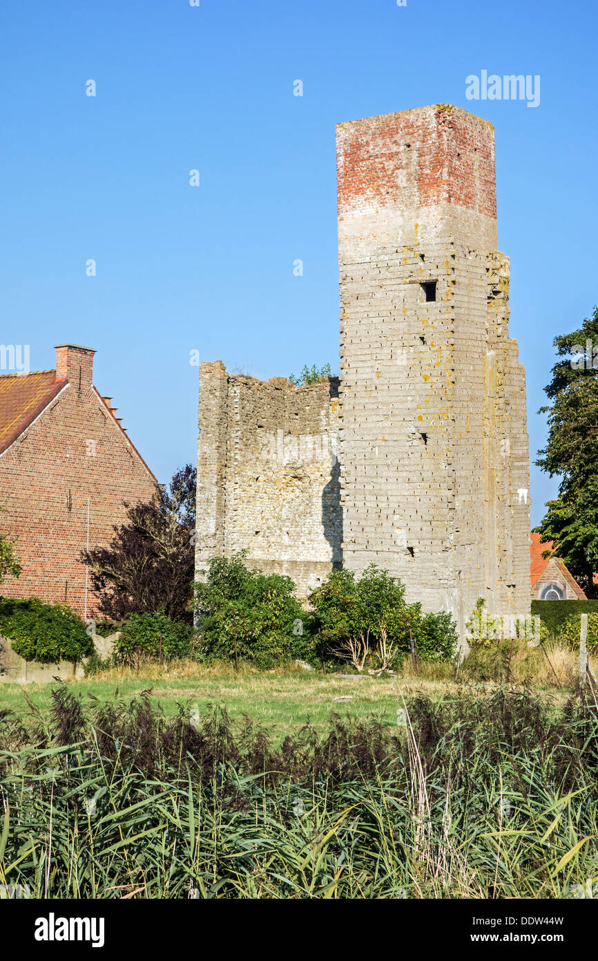 Belga di Prima guerra mondiale un posto di osservazione a Pervijze / Pervyse, Fiandre Occidentali, Belgio Foto Stock