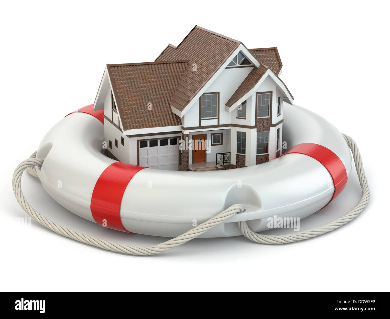 Casa nella vita della cinghia. Immagine concettuale. 3d Foto Stock