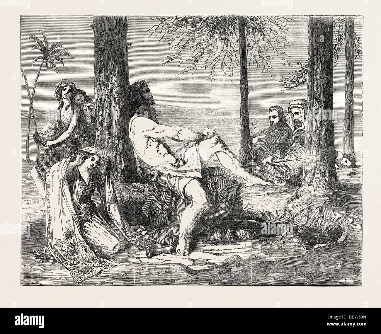 Pittura storica 'DELILAH chiedendo perdono di Sansone." da William J. BURTON Foto Stock