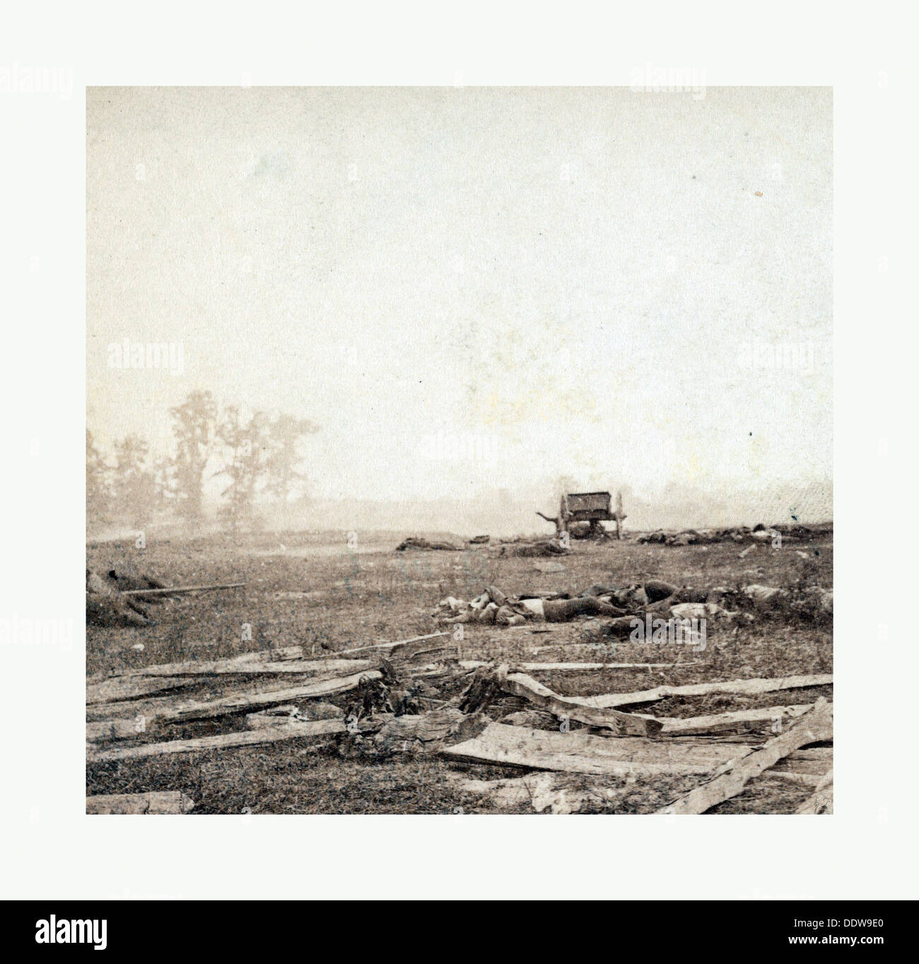 La guerra civile americana: vista sul campo di battaglia di Antietam dove Sumner's corps caricato il nemico. Scena di conflitto eccezionale Foto Stock