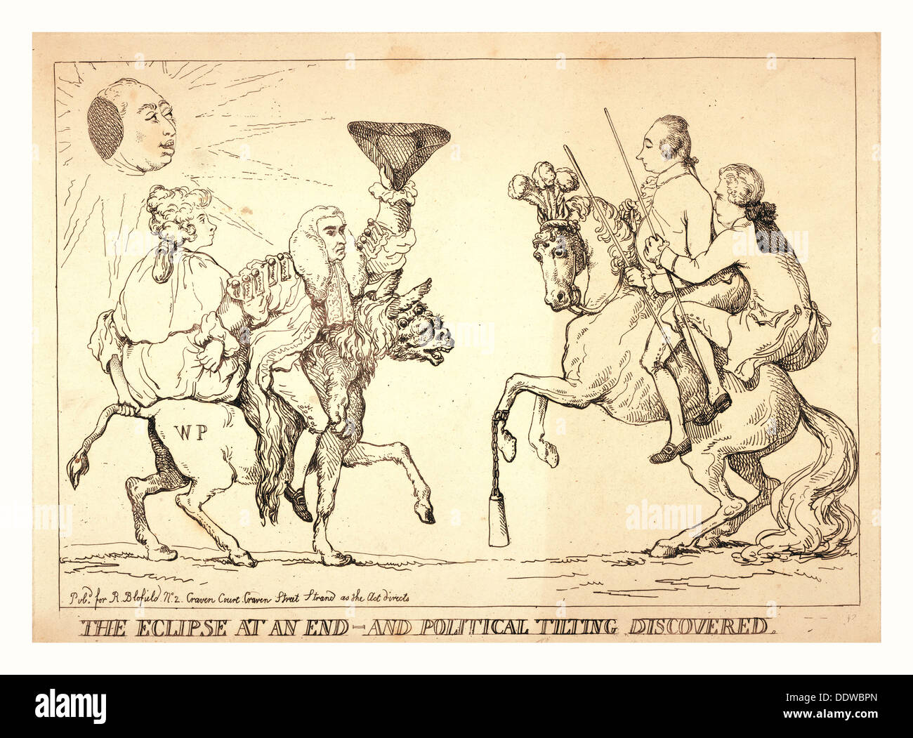 L'eclipse in corrispondenza di una estremità - e inclinazione politico scoperto, London, 1789?, Edward Thurlow e di una donna, eventualmente Queen Charlotte Foto Stock