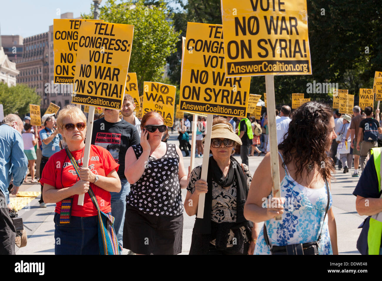 Guerra siriana avversari rally - Washington DC, Stati Uniti d'America Foto Stock