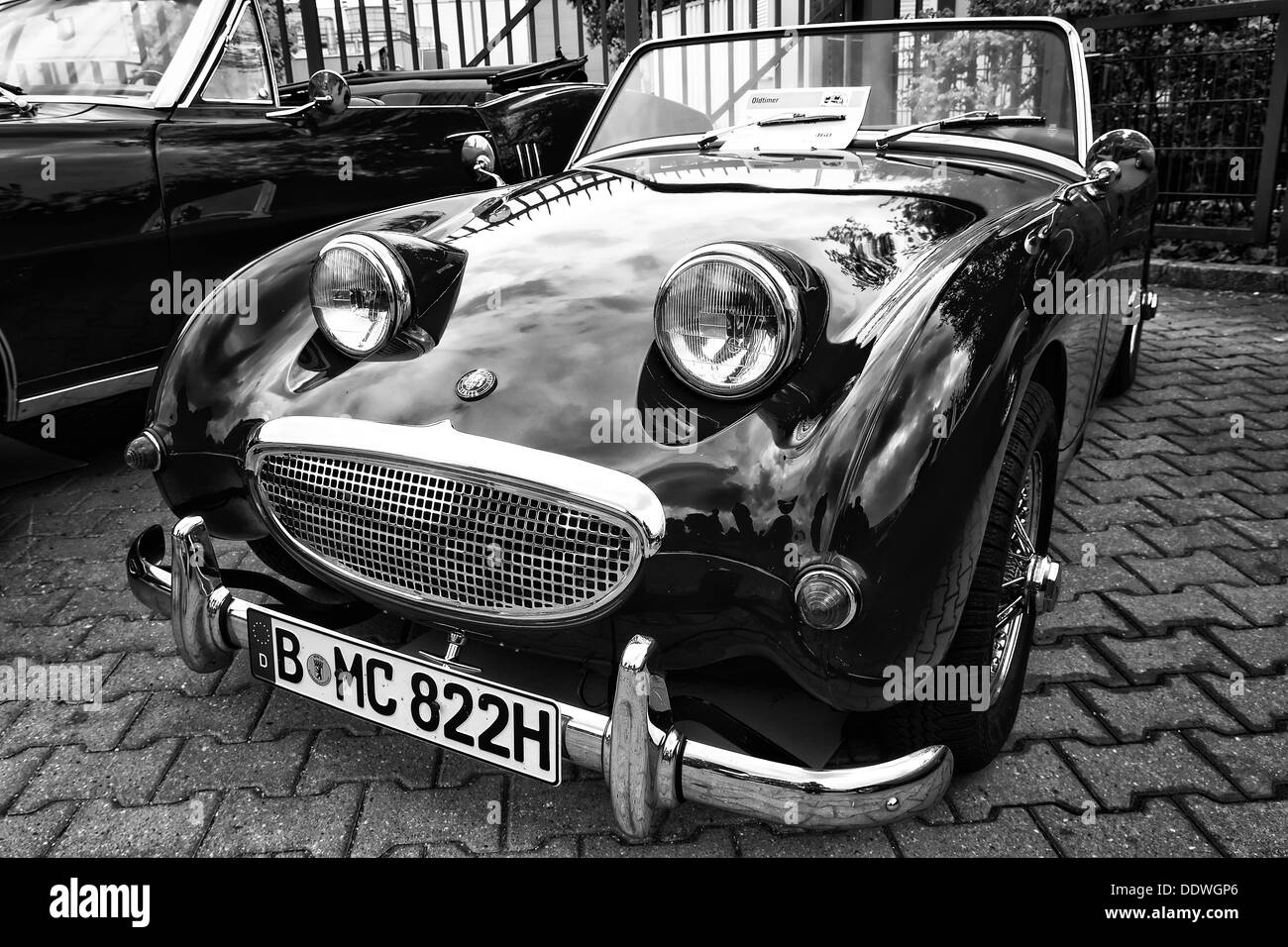 Aprire piccola vettura sportiva Austin-Healey Sprite (bianco e nero) Foto Stock