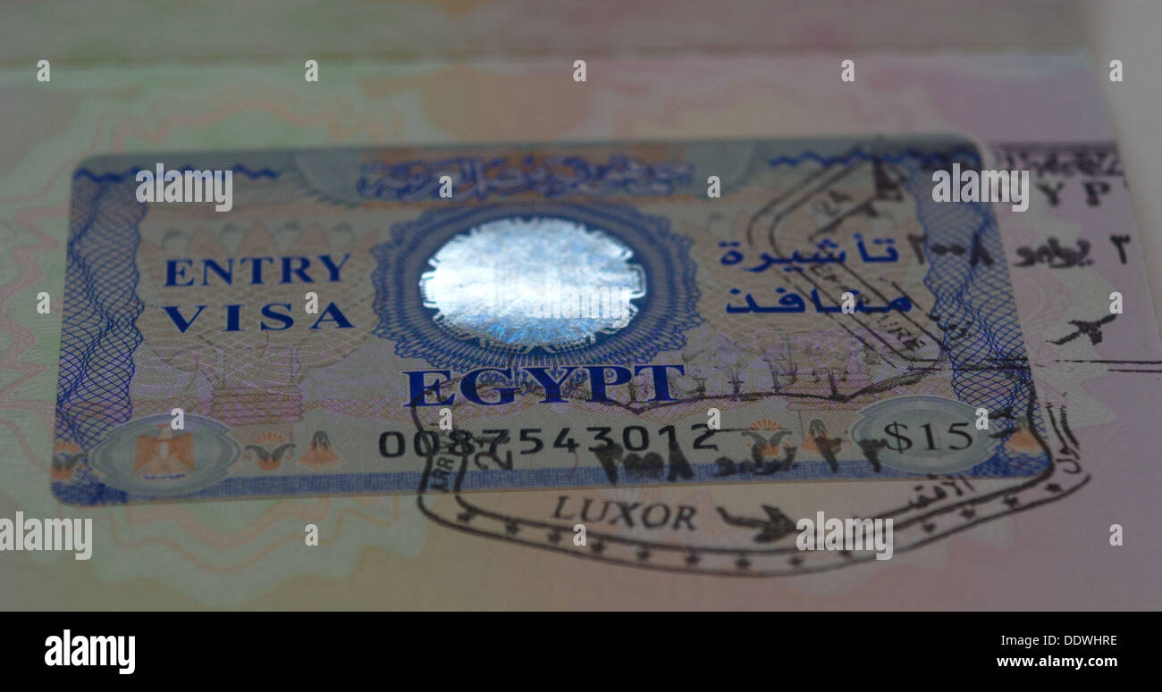 Visto egiziano nel passaporto. Foto Stock