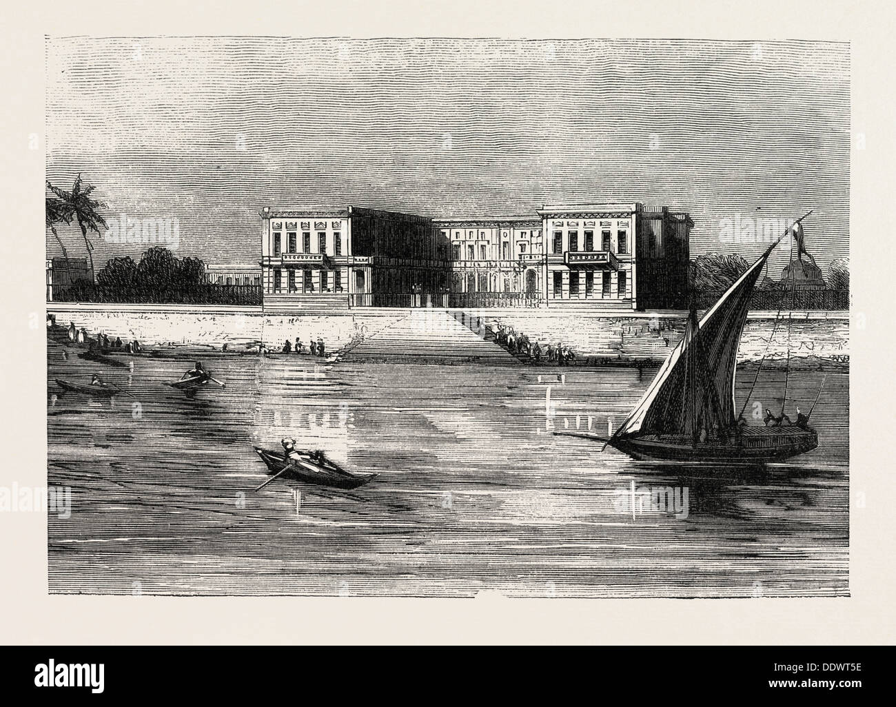 Il palazzo estivo del viceré in Il Cairo Egitto, incisione 1882 Foto Stock