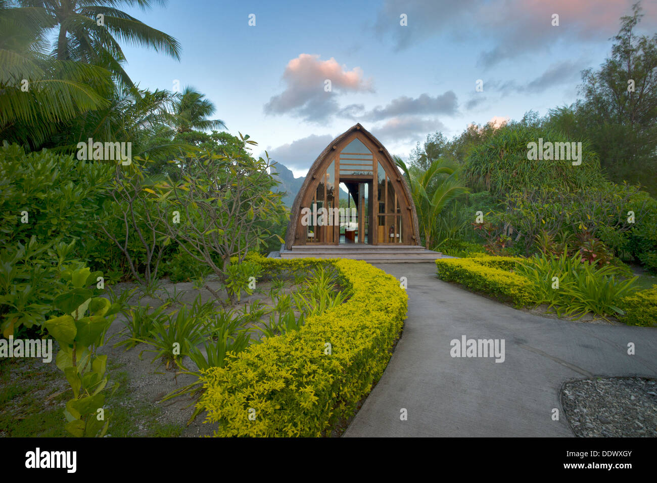 Cappella a Four Seasons Hotel. Bora Bora. Polinesia francese Foto Stock