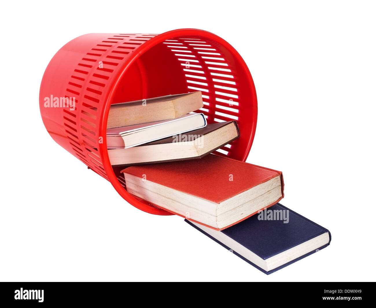 Libri in bin - vecchio stile di apprendimento. Foto Stock