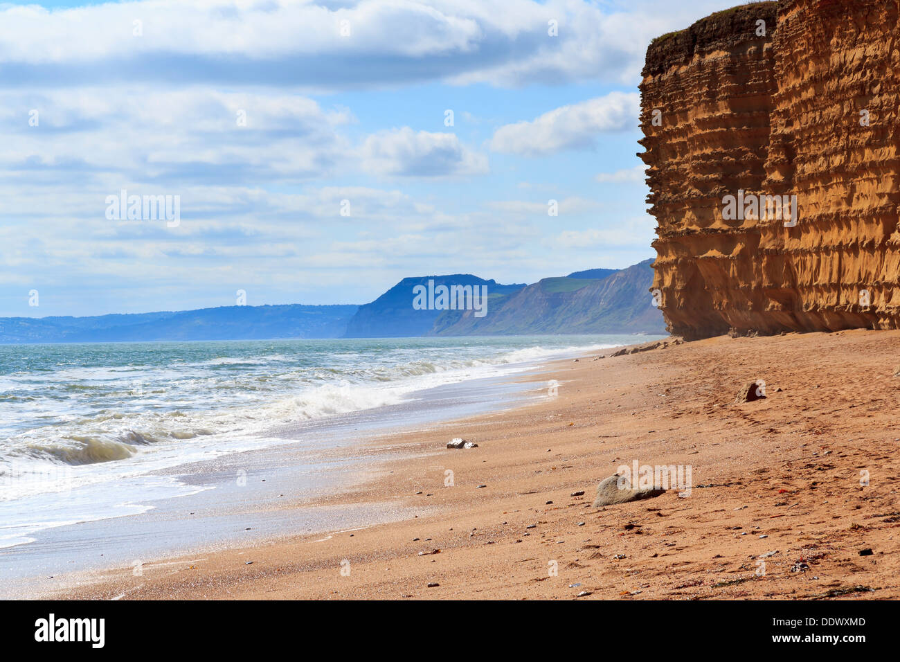 Spiaggia e scogliere a Burton Bradstock Dorset England Regno Unito Foto Stock