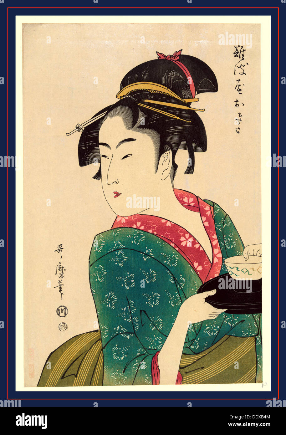 Naniwaya okita, Okita di Naniwa-ya. [1793, stampato in seguito], 1 stampa : xilografia, colore., stampa mostra Naniwaya Okita Foto Stock