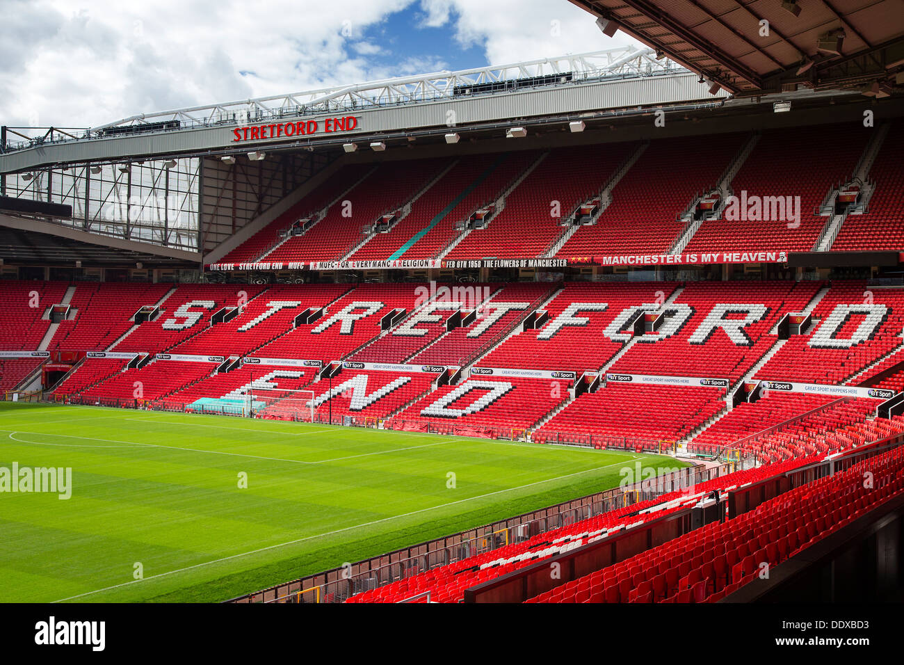 Stretford End Stand al Manchester United Football Stadium, in Old Trafford Foto Stock