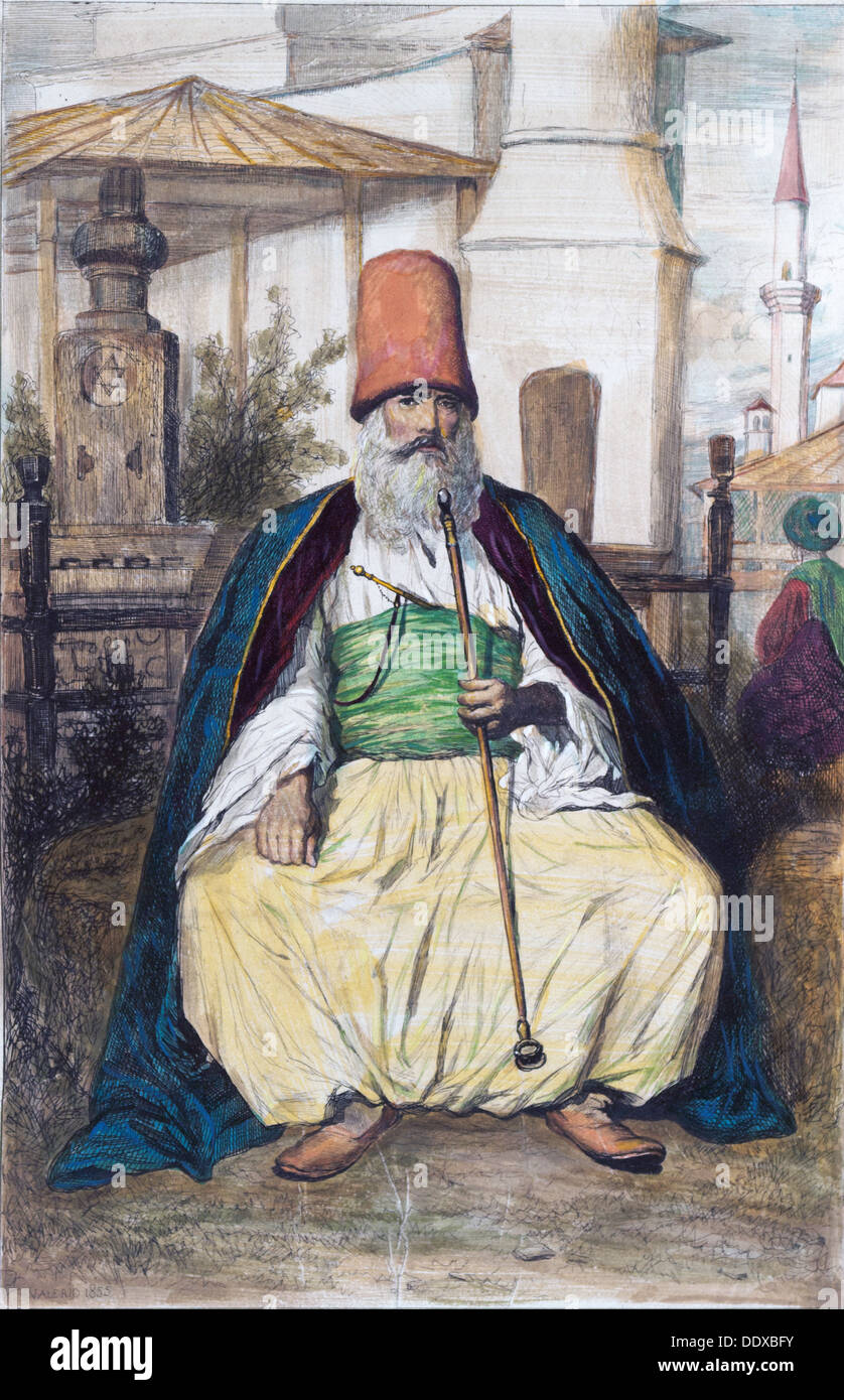 I Dervish egiziano in Austria Ungheria, impero austro-ungarico, 1855 da Teodoro Valerio, 1819-1879, incisore francese e pittore Foto Stock
