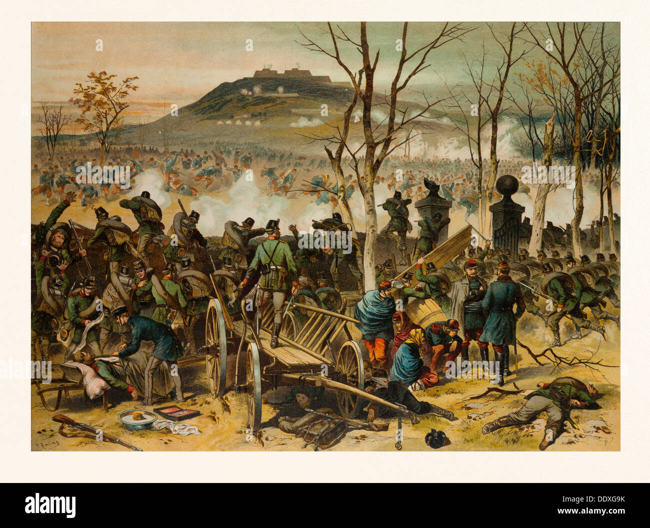 Dalla battaglia di MONT VALERIEN SUL 19TH DI GENNAIO; le prime compagnie del 5° Battaglione di cacciatori GORLITZER difende Foto Stock