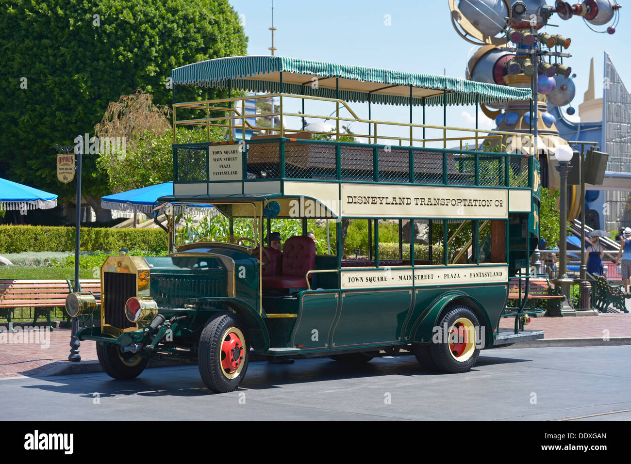 Trasporto di Disneyland, tram e bus, Anaheim, California Foto Stock