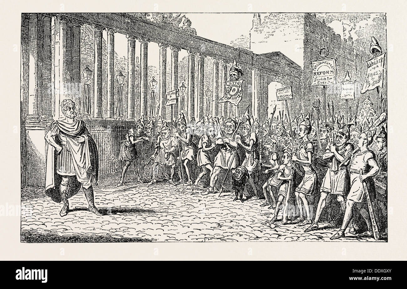 GEORGE CRUIKSHANK: CORIOLANUS affrontando i plebeians, 1820 Foto Stock