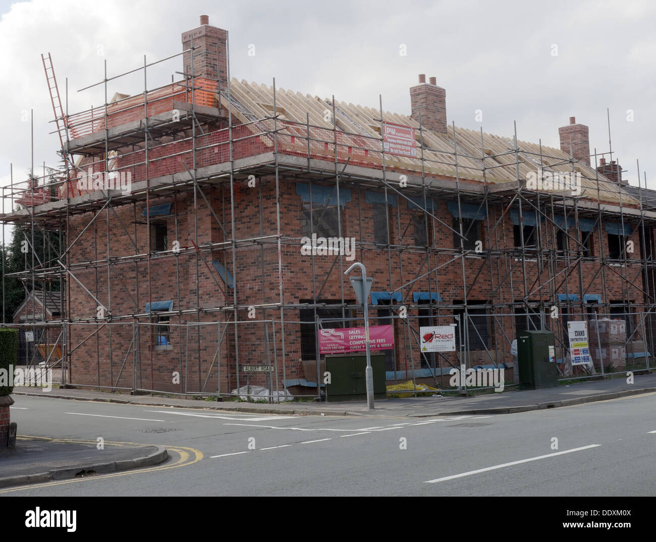 Nuove case in costruzione a Warrington, Cheshire, Inghilterra, Regno Unito Foto Stock
