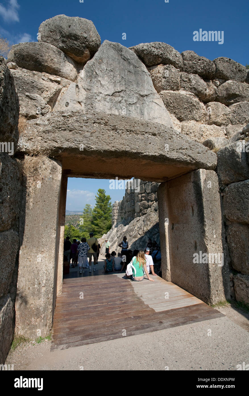 Lion Gate, Micene, Grecia. Artista: Samuel Magal Foto Stock