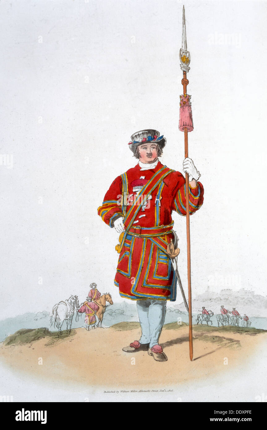 Yeoman del Re della Guardia, 1805. Artista: William Henry Pyne Foto Stock