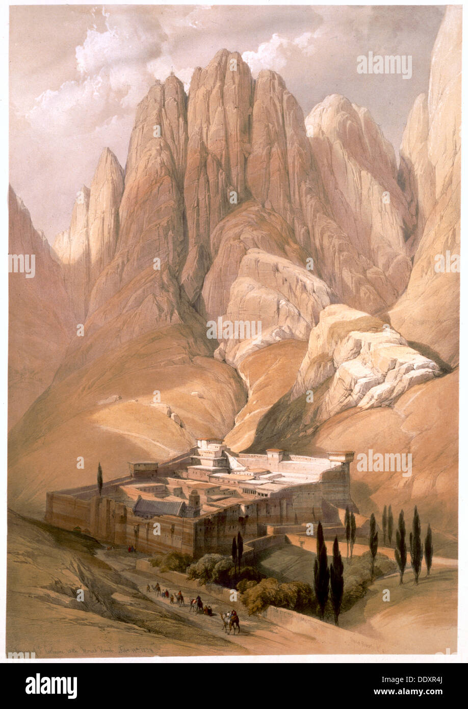 "Convento di Santa Caterina con il monte Oreb, 19 febbraio 1839' (1849). Artista: Louis Haghe Foto Stock