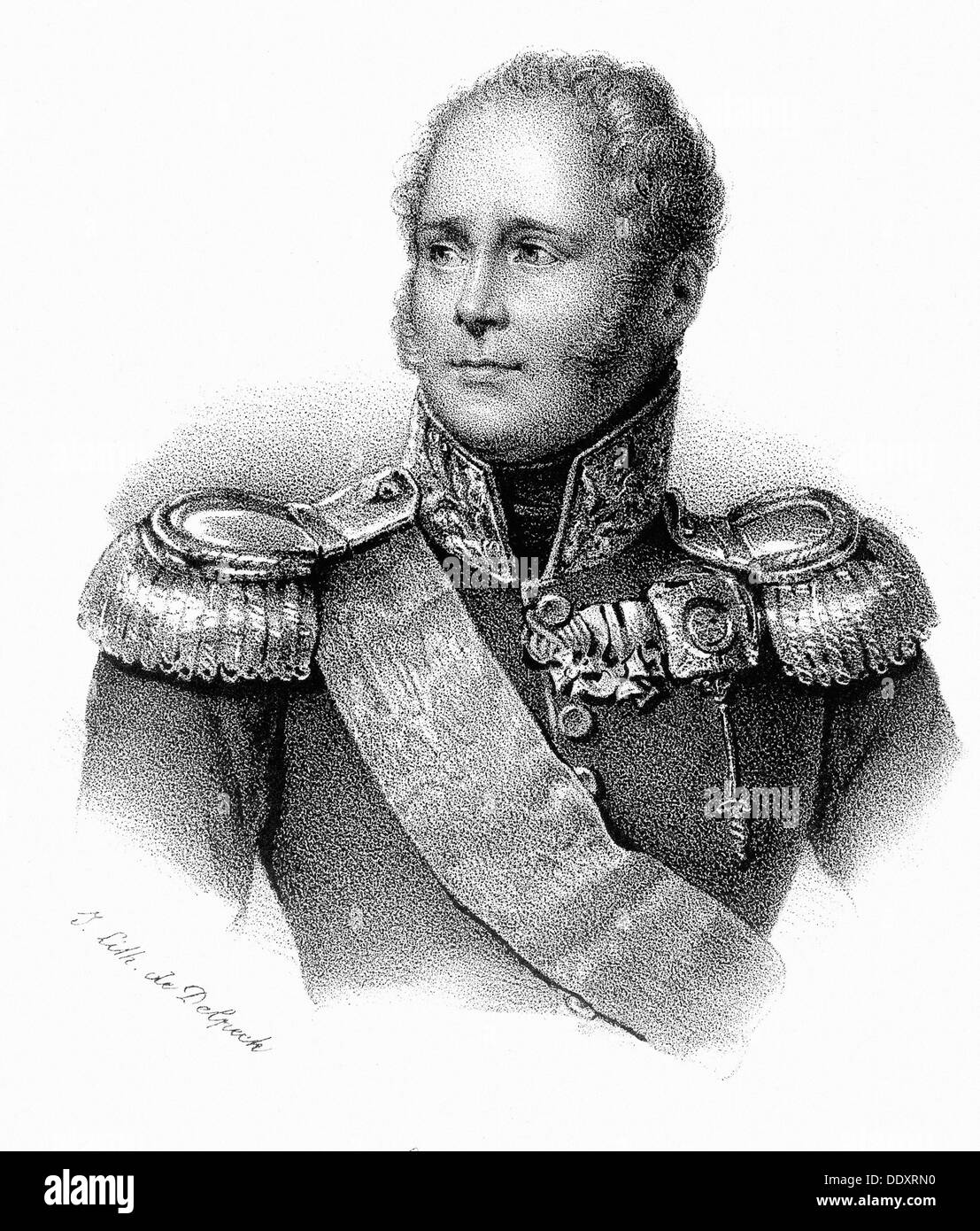 Alessandro I Zar di Russia dal 1801 in uniforme militare Foto Stock