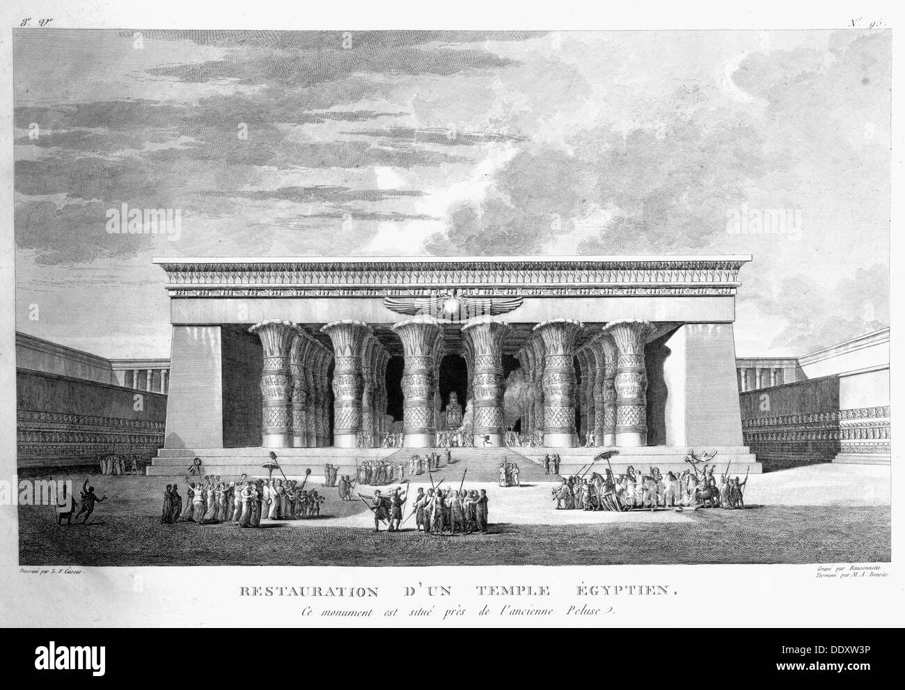 Artista della ricreazione di un grande tempio egizio, 1799. Artista: Pierre Nicolas Ransonette Foto Stock