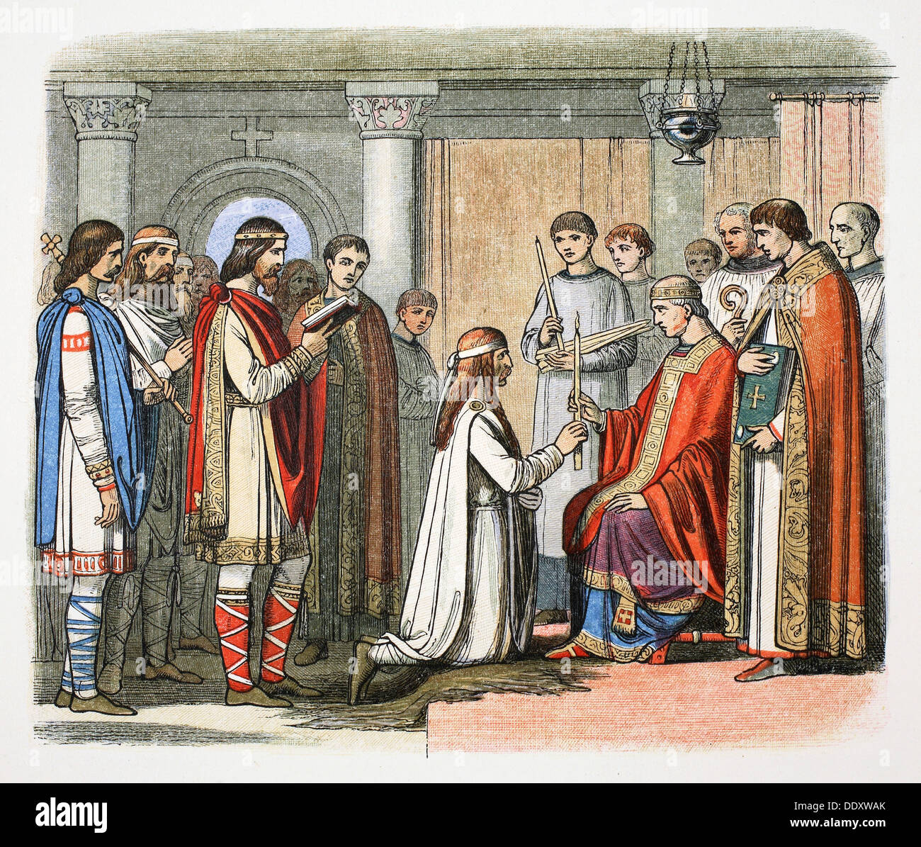 Battesimo del re Guthrum, 878 (1864). Artista: James William Edmund Doyle Foto Stock