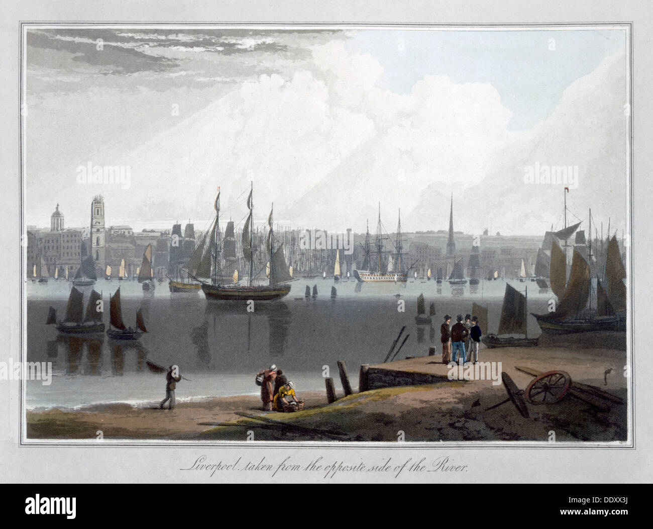 "Liverpool, prese dal lato oppersite del fiume", 1815. Artista: William Daniell Foto Stock