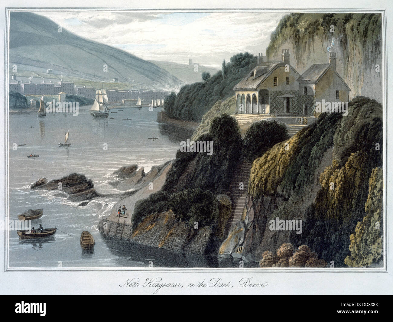 "Vicino Kingswear, sulla Dart, Devon', 1825. Artista: William Daniell Foto Stock