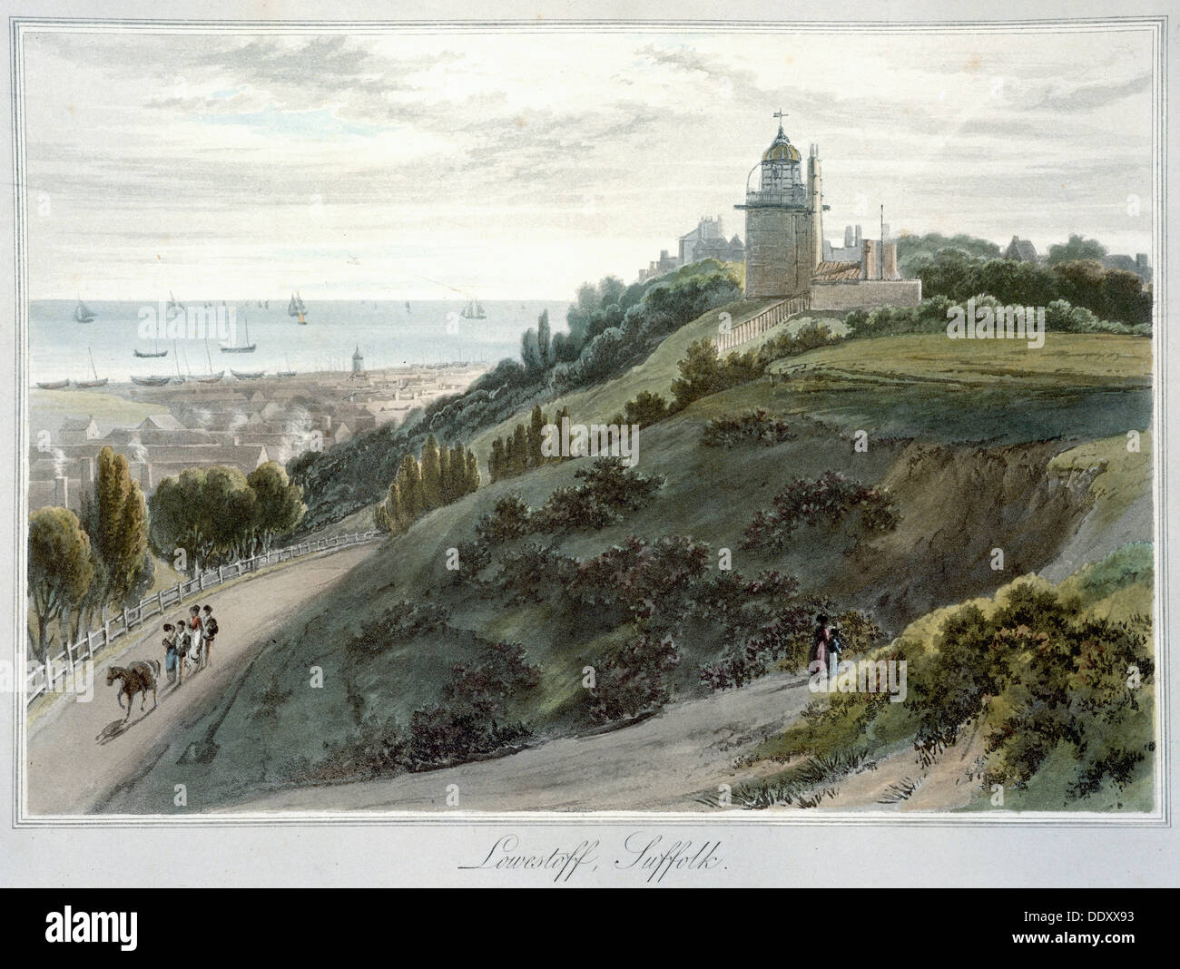 "Lowestoft, Suffolk', 1814-1825. Artista: William Daniell Foto Stock