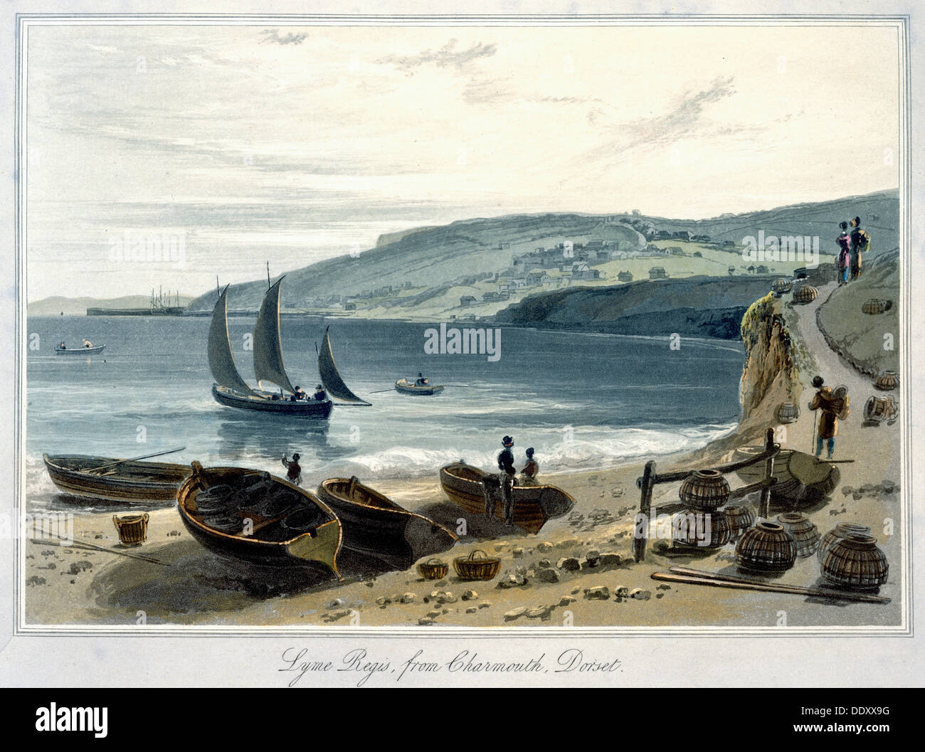 "Lyme Regis, da Charmouth, Dorset', 1814-1825. Artista: William Daniell Foto Stock