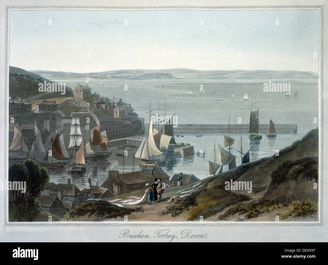 "Brixham, Torbay, Devon', 1825. Artista: William Daniell Foto Stock